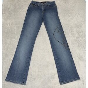 Vtg Y2K Baby Phat Women's Size 7 Jeans With Grommet Cut Out Logo On Leg Boot Cut